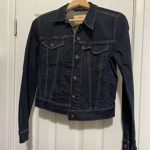 Levis Red Tab Type 3 Denim Jacket Vintage Womens Dark Wash Sz S Rare